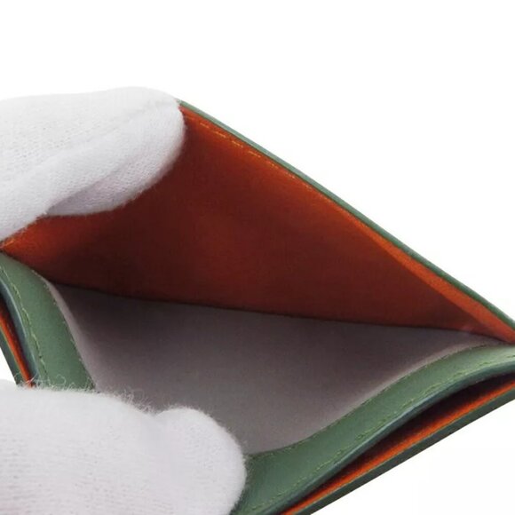 CELINE Card Case Logo Orange Leather Authentic USED - Picture 6 of 16